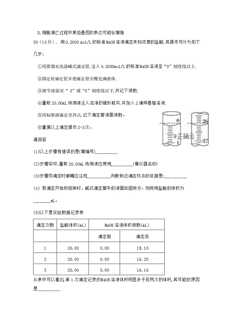 2021遂宁高级实验学校高三上学期第二次考试生物试卷含答案第2页