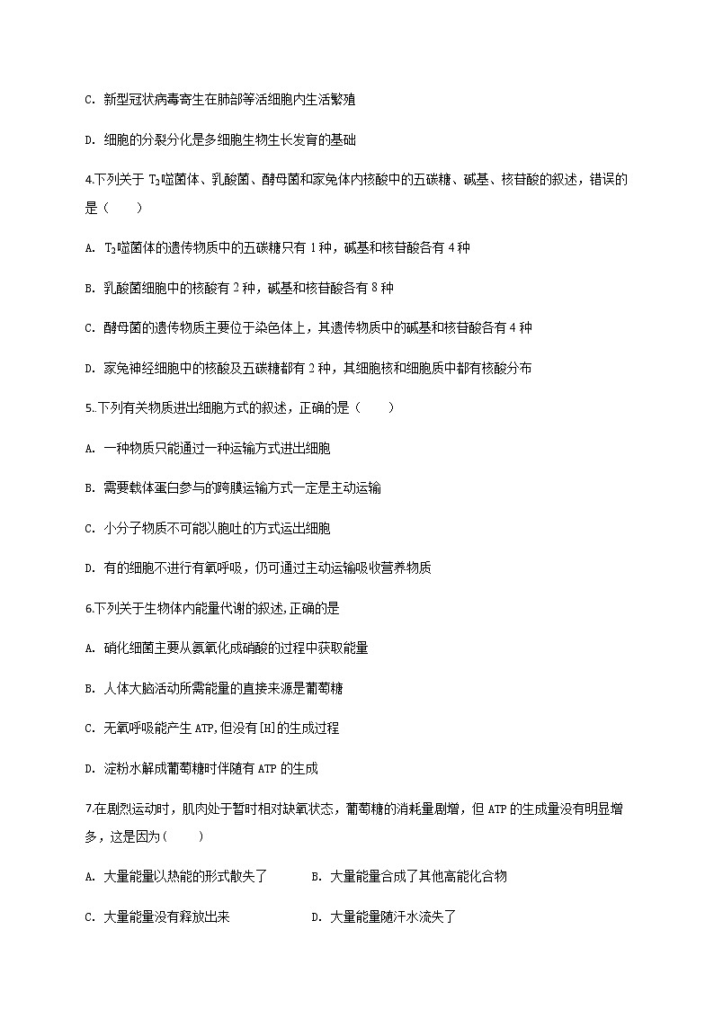2021黑山县黑山中学高三上学期第二次月考生物试题含答案第2页