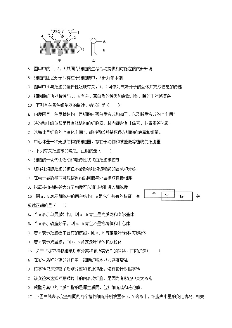 2021白銀靖遠(yuǎn)縣四中高三上學(xué)期10月月考生物試題含答案第3頁