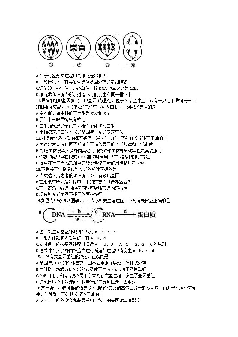 2021大同高三上学期学情调研测试生物试题含答案03