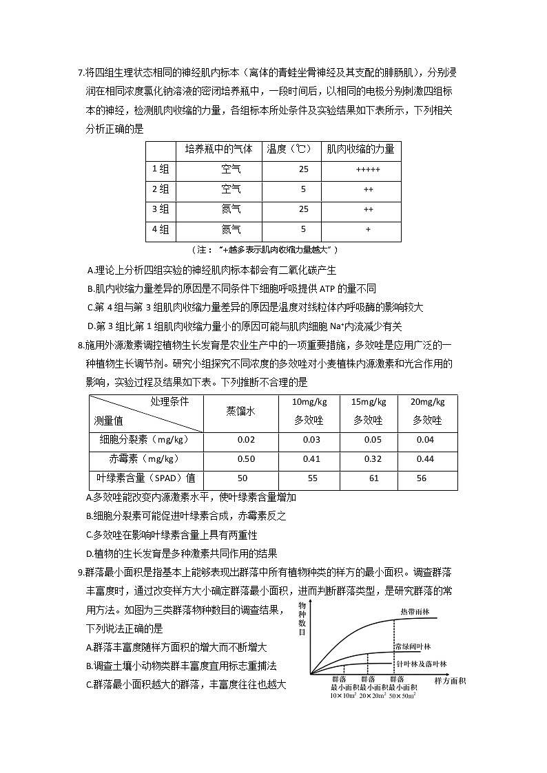 2020泰安肥城高三适应性训练(一)生物试题含答案第3页