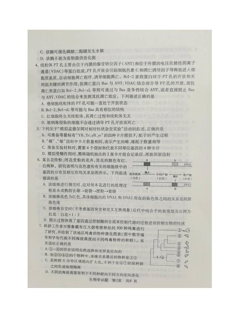 山东省日照五莲县丶安丘市、诸城市、兰山区2020届高三6月模拟生物试题(图片版)第2页