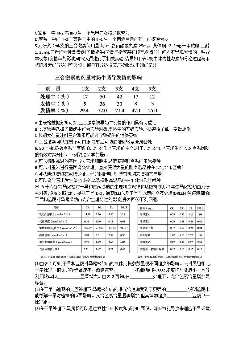 2020河南省高三年级猜题大联考(三)理综生物试题含答案第2页
