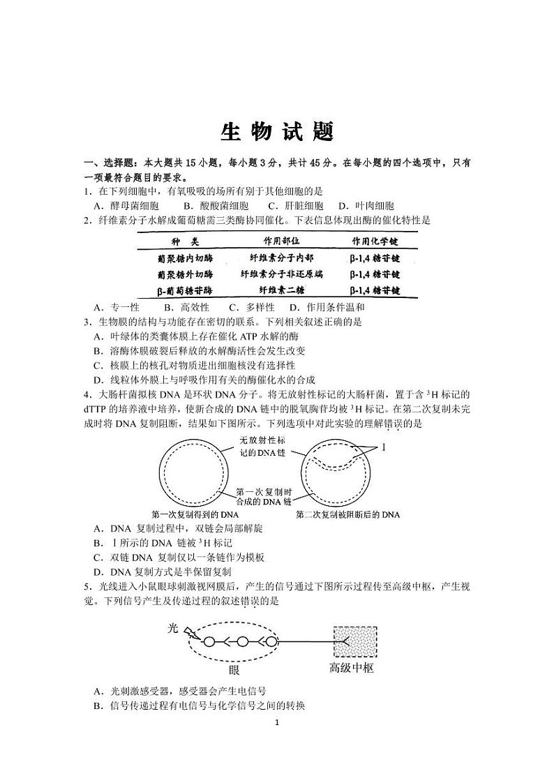 江苏省徐州市睢宁县2020届高三下学期线上阶段性检测生物试卷(PDF版)第1页
