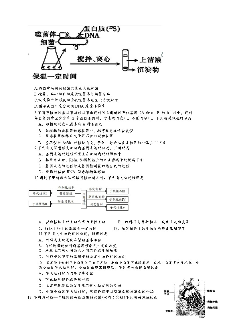 2020南京、盐城高三上学期第一次模拟考试生物试题含答案第2页