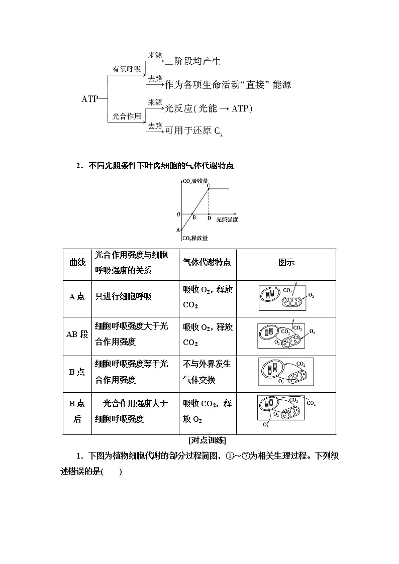 苏教版高中生物必修1第3章第4节素能提升课光合作用和细胞呼吸过程的综合学案02