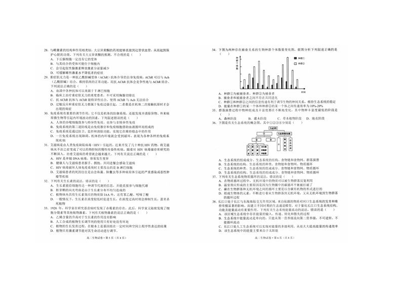2021玉溪高二上学期教学质量检测生物试题扫描版含答案03