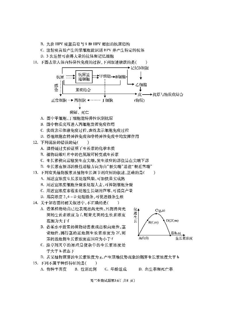 陕西省渭南市大荔县2020-2021学年高二上学期期末考试生物试题第3页