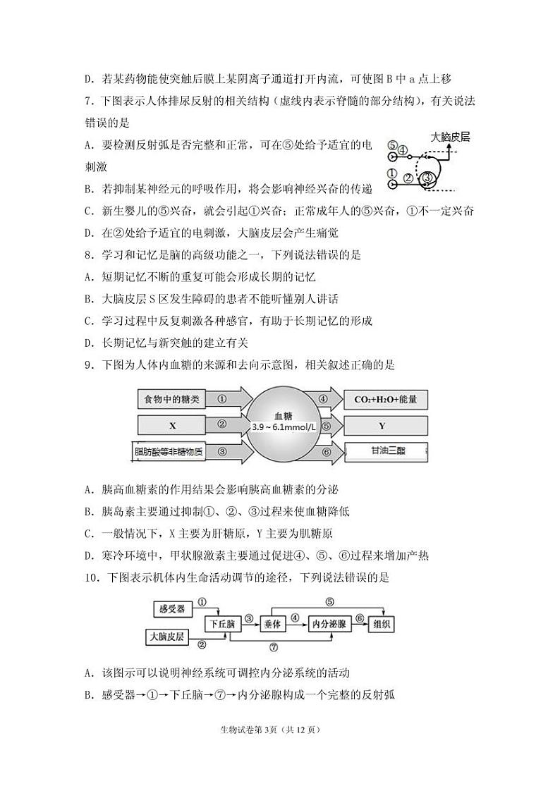 山东省泰安市新泰第一中学东校2020-2021学年高二上学期期中考试生物试题(可编辑PDF版)第3页