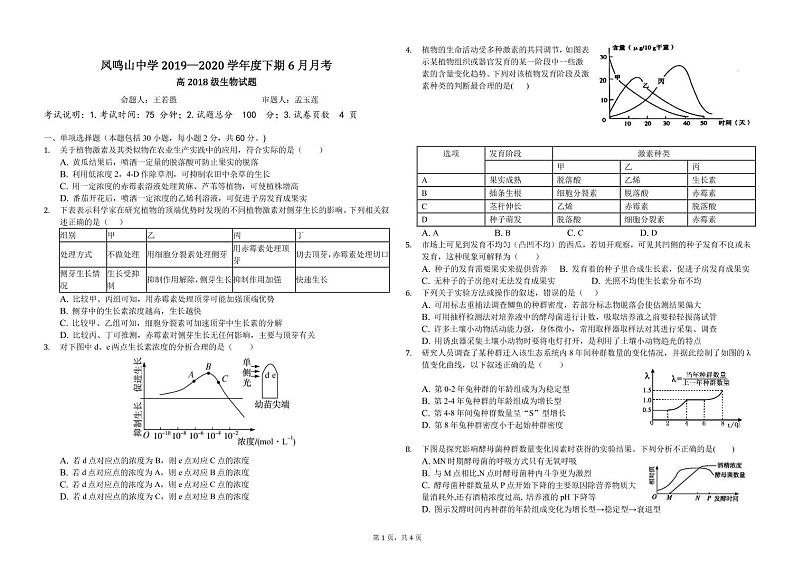 高2018级生物试题6月月考第1页