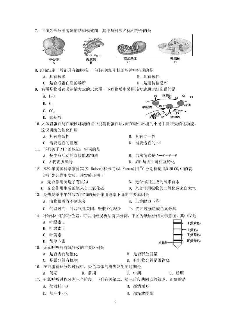 江苏省新沂市2019-2020学年高二合格性考试模拟测试生物试题(可编辑PDF版)第2页