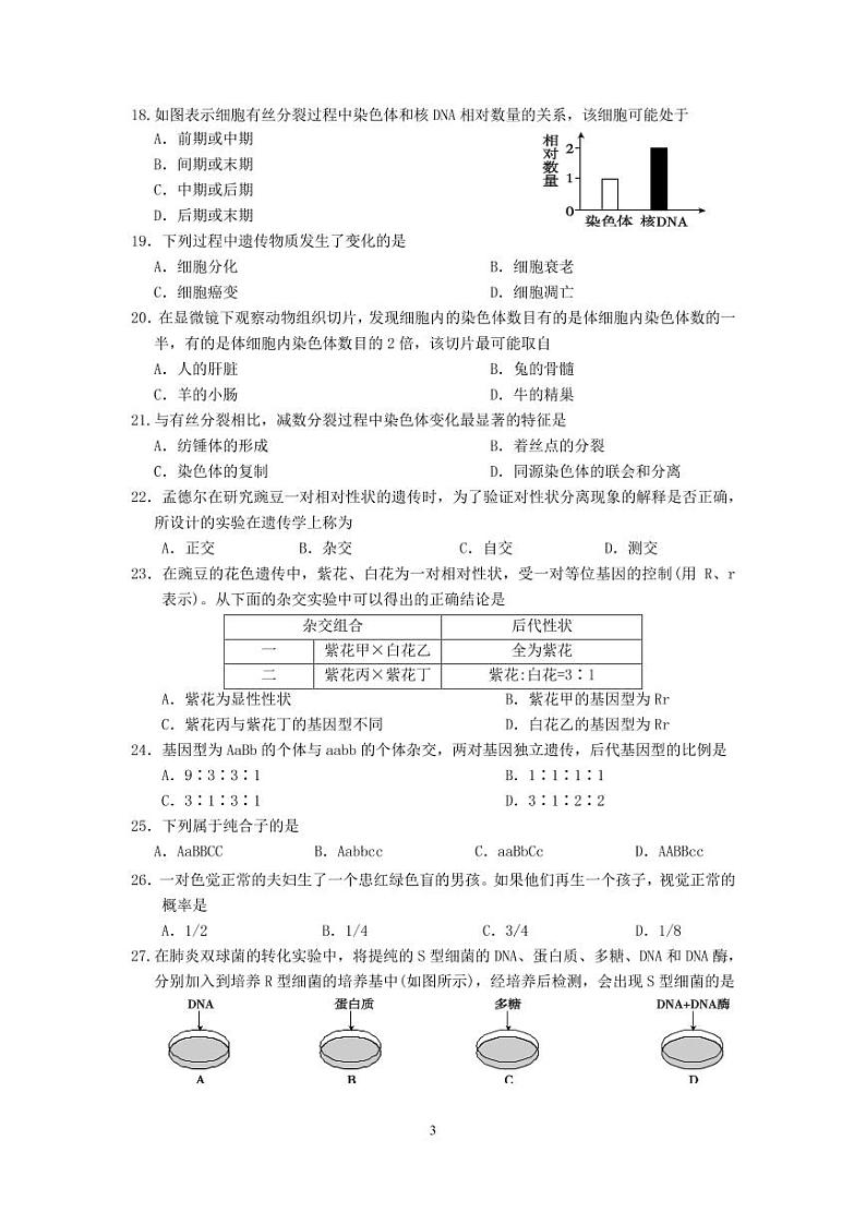 江苏省新沂市2019-2020学年高二合格性考试模拟测试生物试题(可编辑PDF版)第3页