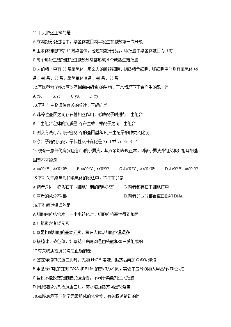 2020衡阳高一下学期选科摸底考试生物含答案第2页