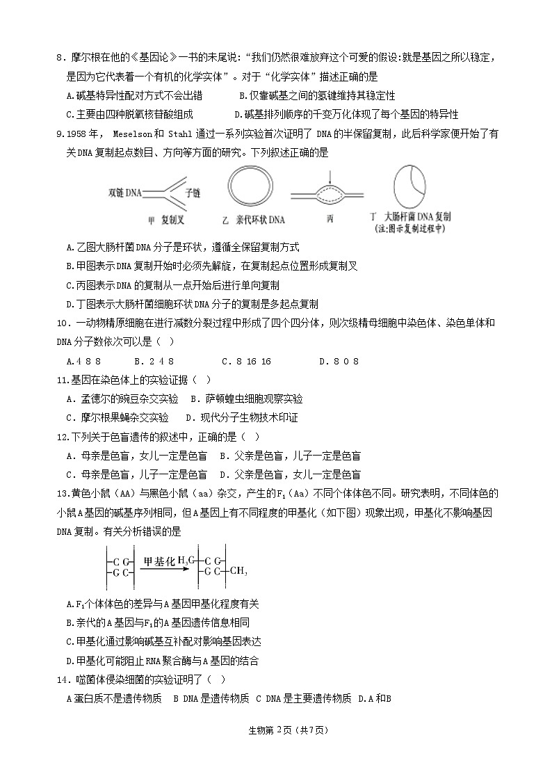 2020枣庄八中高一下学期复学检测生物试题含答案02