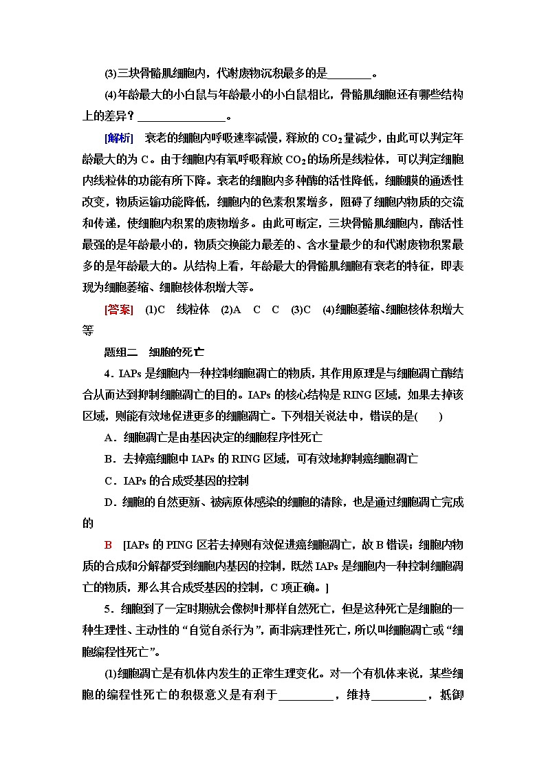 人教版高中生物必修1课后素养落实26细胞的衰老和死亡含答案第2页