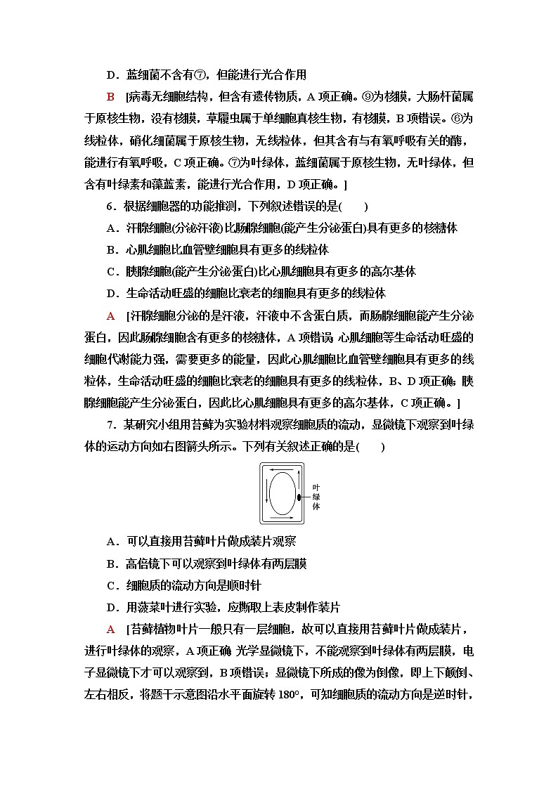 人教版高中生物必修1重点突破练2细胞的结构与功能含答案第3页