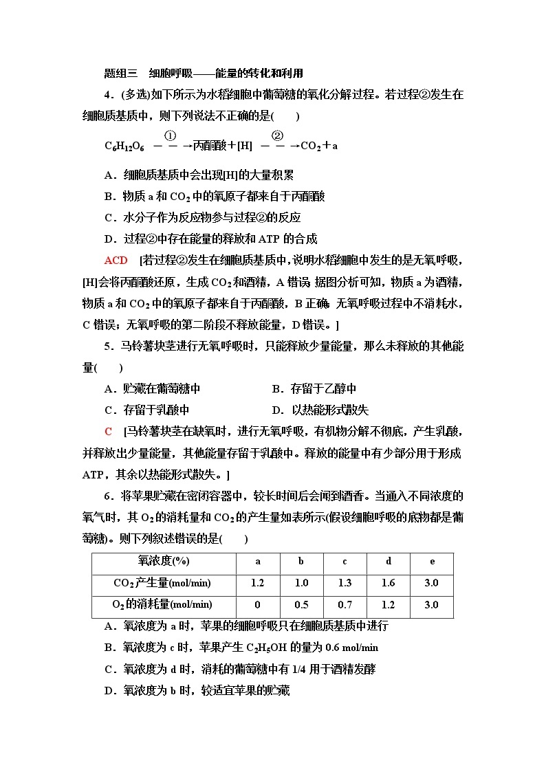 苏教版高中生物必修1重点突破练5含答案03