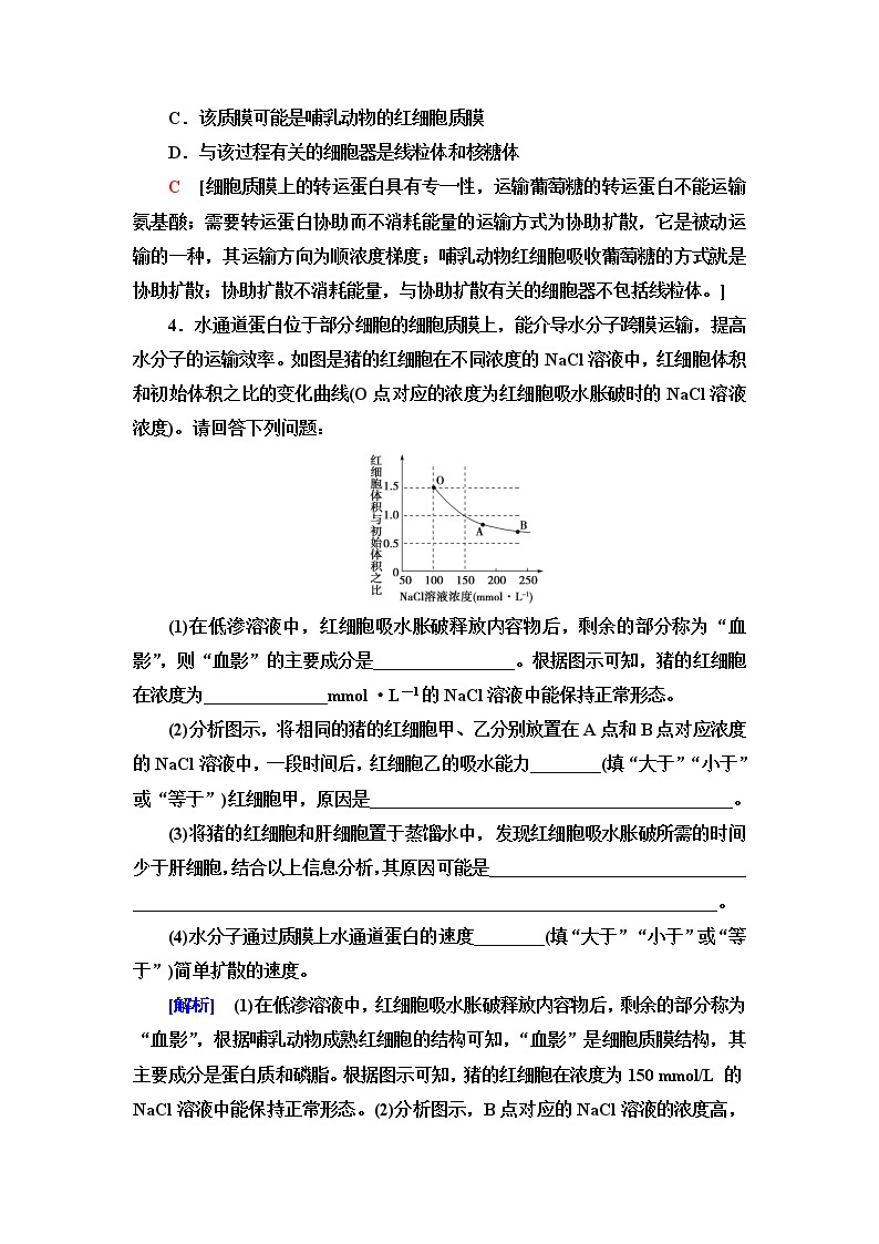 苏教版高中生物必修1课后素养落实11被动运输不需要细胞供能主动运输需要细胞供能细胞的胞吞和胞吐含答案 试卷02