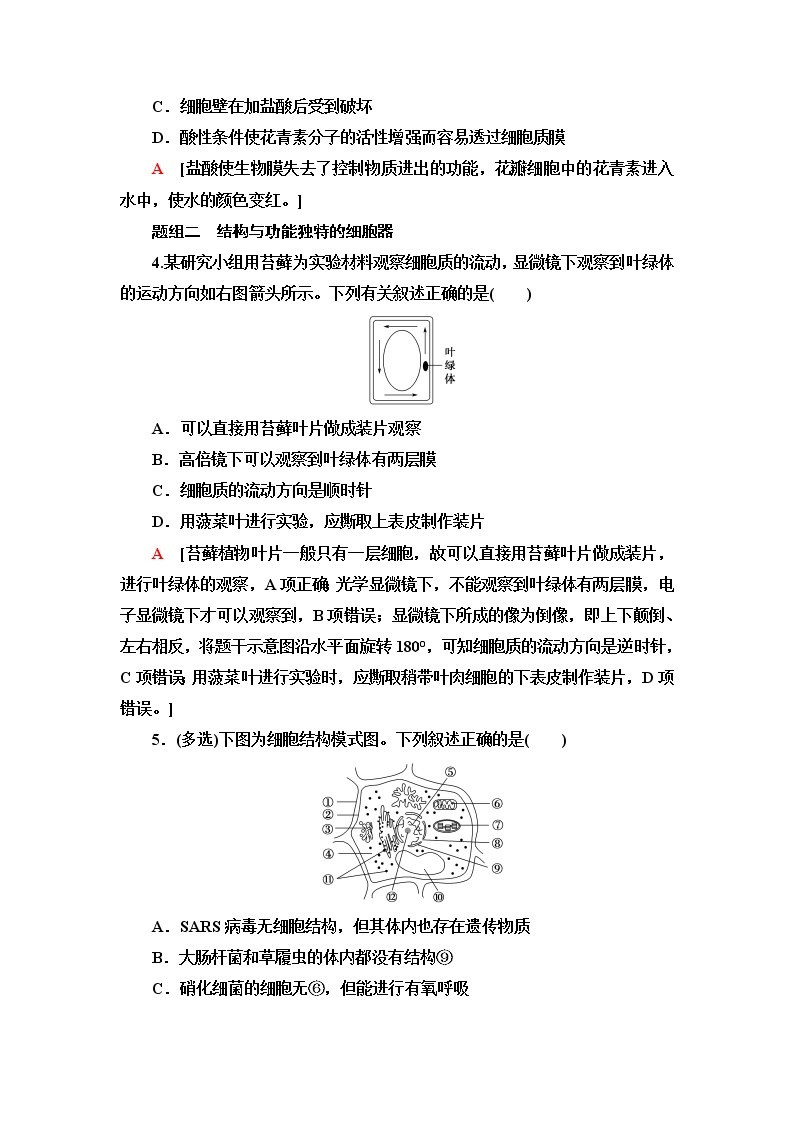 苏教版高中生物必修1重点突破练2含答案02