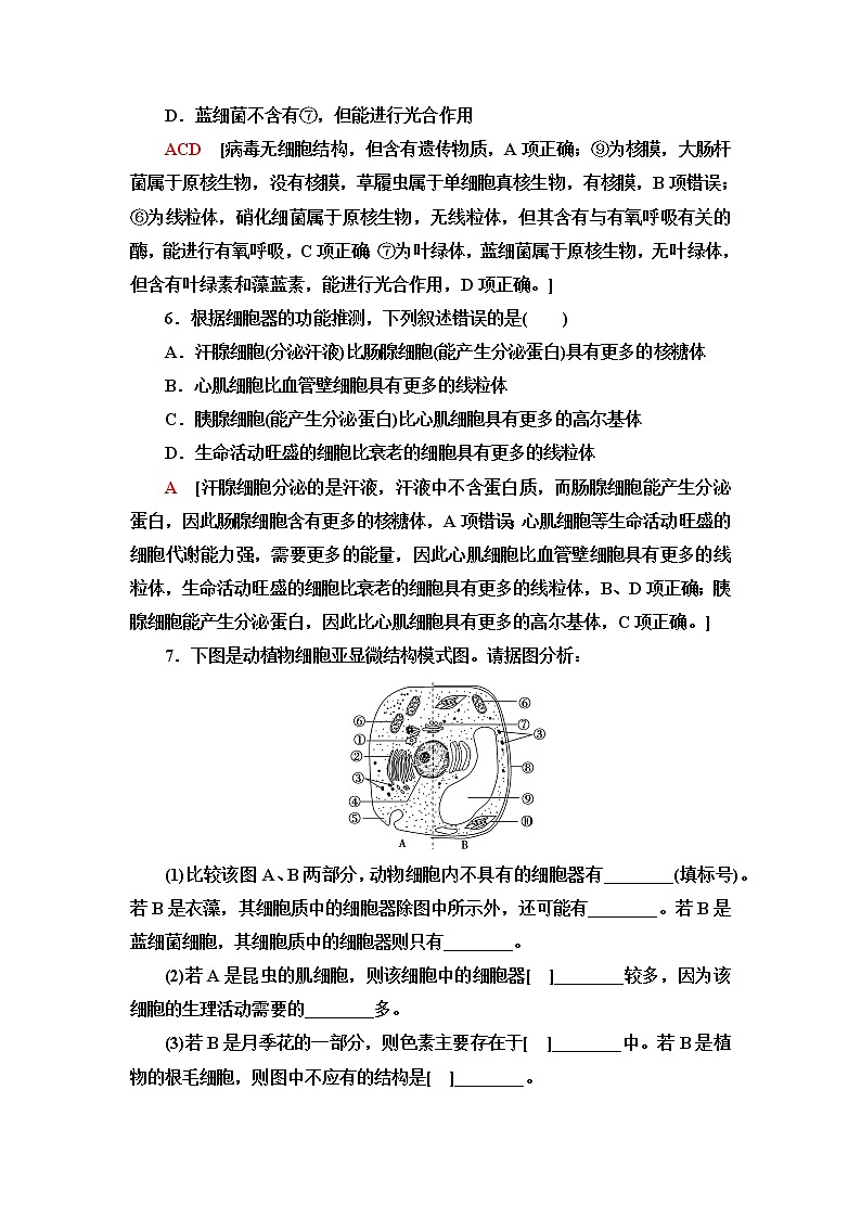苏教版高中生物必修1重点突破练2含答案第3页