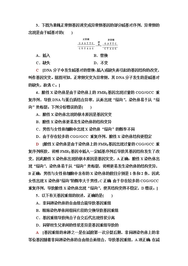 浙科版高中生物必修2遗传与进化阶段综合测评4(第4章)含答案02