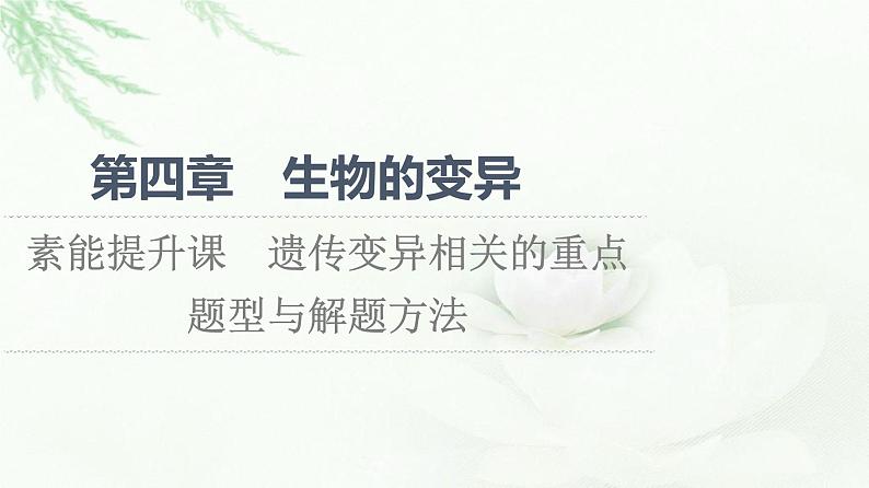 浙科版高中生物必修2遗传与进化第4章素能提升课遗传变异相关的重点题型与解题方法课件第1页