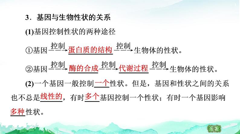 苏教版高中生物必修2第2章第3节第2课时中心法则、细胞分化及表观遗传课件第7页