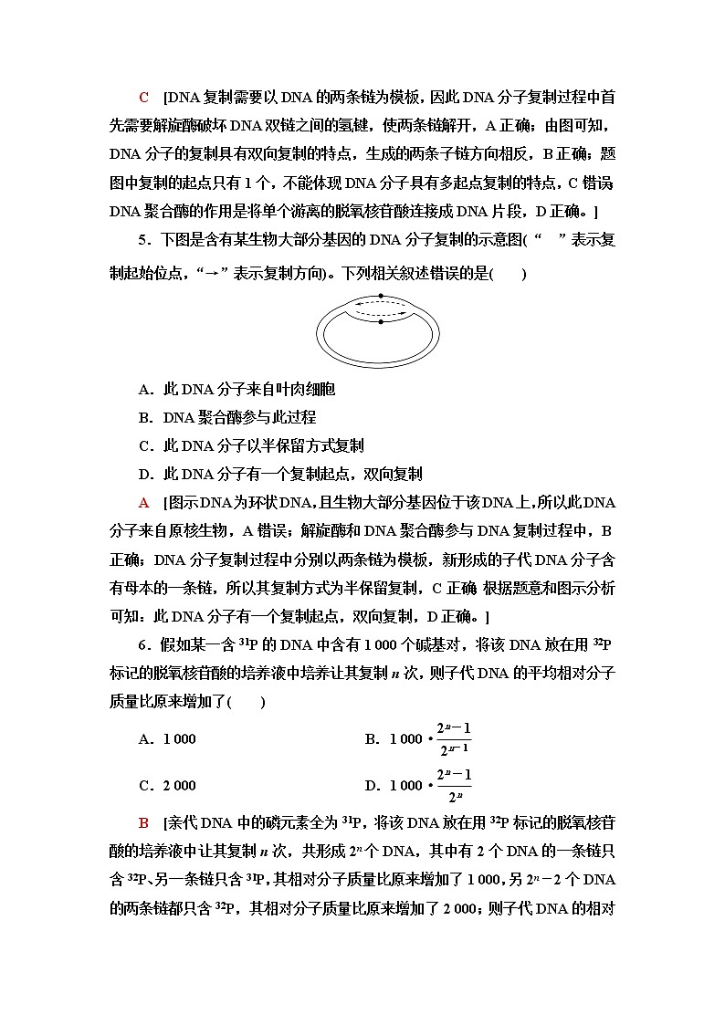 人教版高中生物必修2課后素養(yǎng)落實11DNA的復(fù)制、基因通常是有遺傳效應(yīng)的DNA片段含答案第3頁