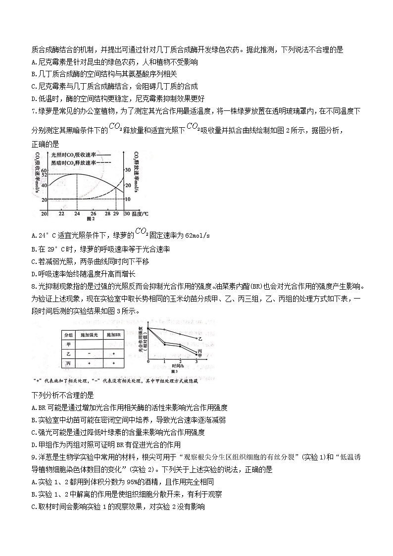 2023届重庆市第八中学校高三上学期高考适应性月考卷(二)生物试题 和解析第2页