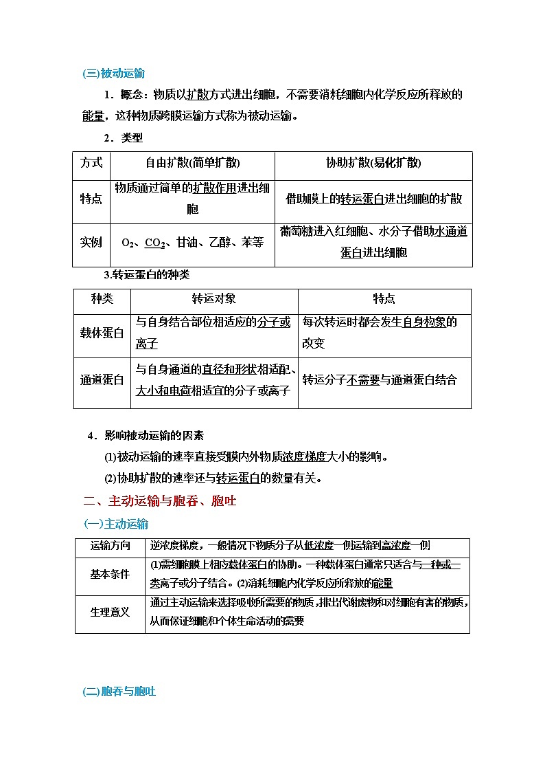 【知识梳理】高中生物(人教版2019)必修1 第4章《细胞的物质输入和输出》知识梳理第3页