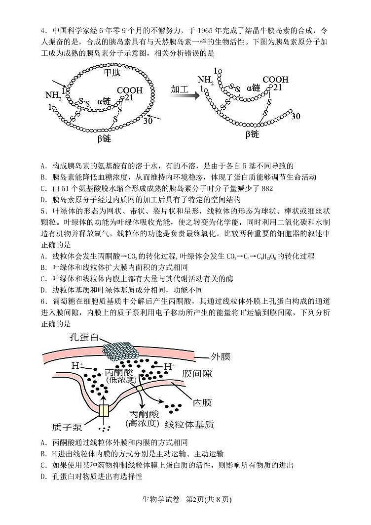 2023丹东高三总复习上学期第一次阶段测试生物PDF版含答案02