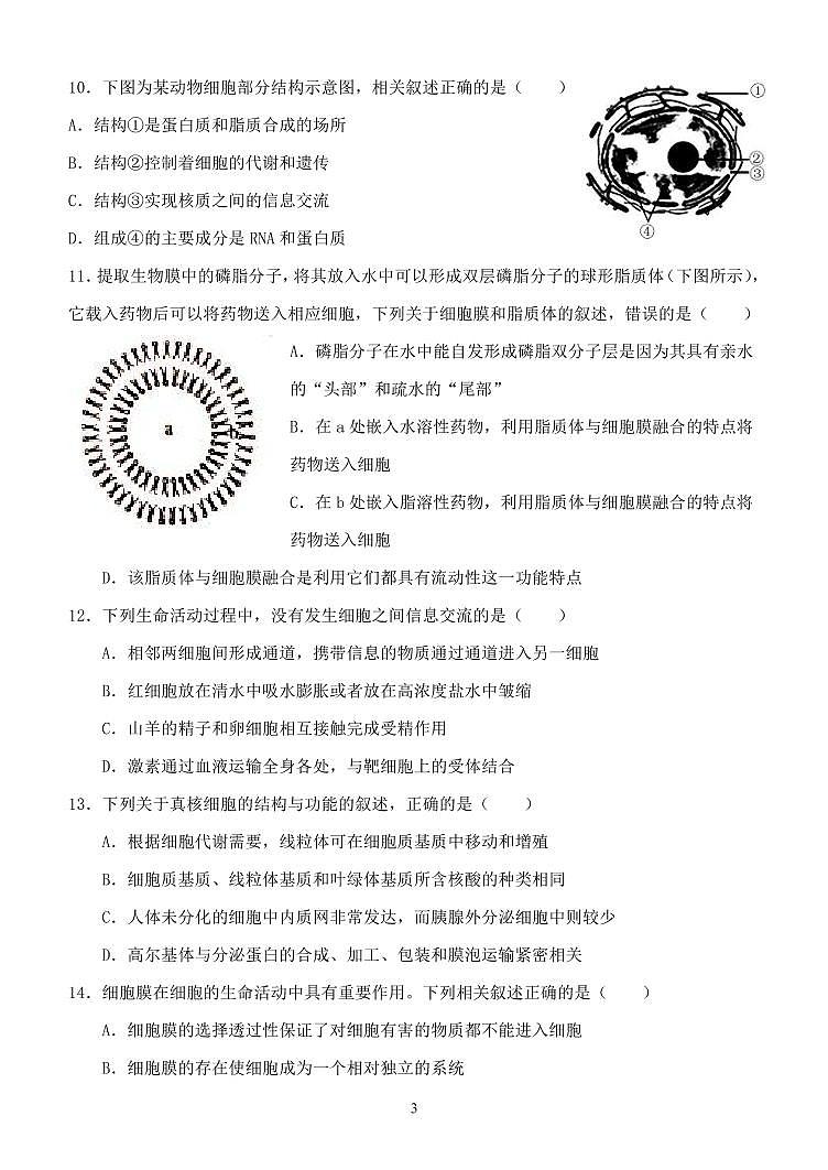 2023赤峰二中高三上学期10月第二次月考生物试题PDF版无答案03