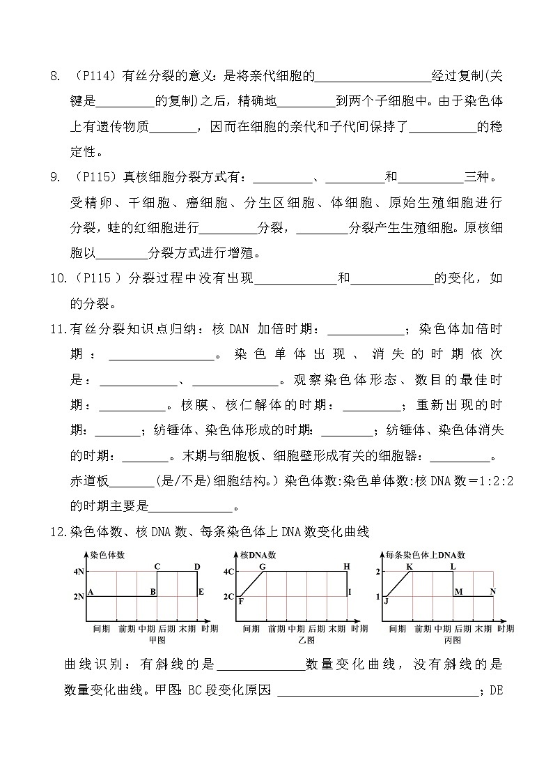 【教材默写材料】高中生物(人教版2019)必修一 第6章 细胞的生命历程-同步默写材料 试卷03