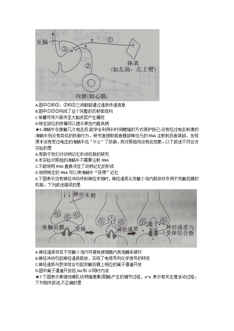 2023湖南省长沙市长郡中学高二上学期期中考试生物试题无答案第2页