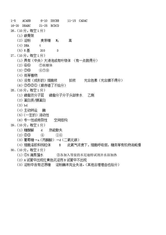 生物答案第1页