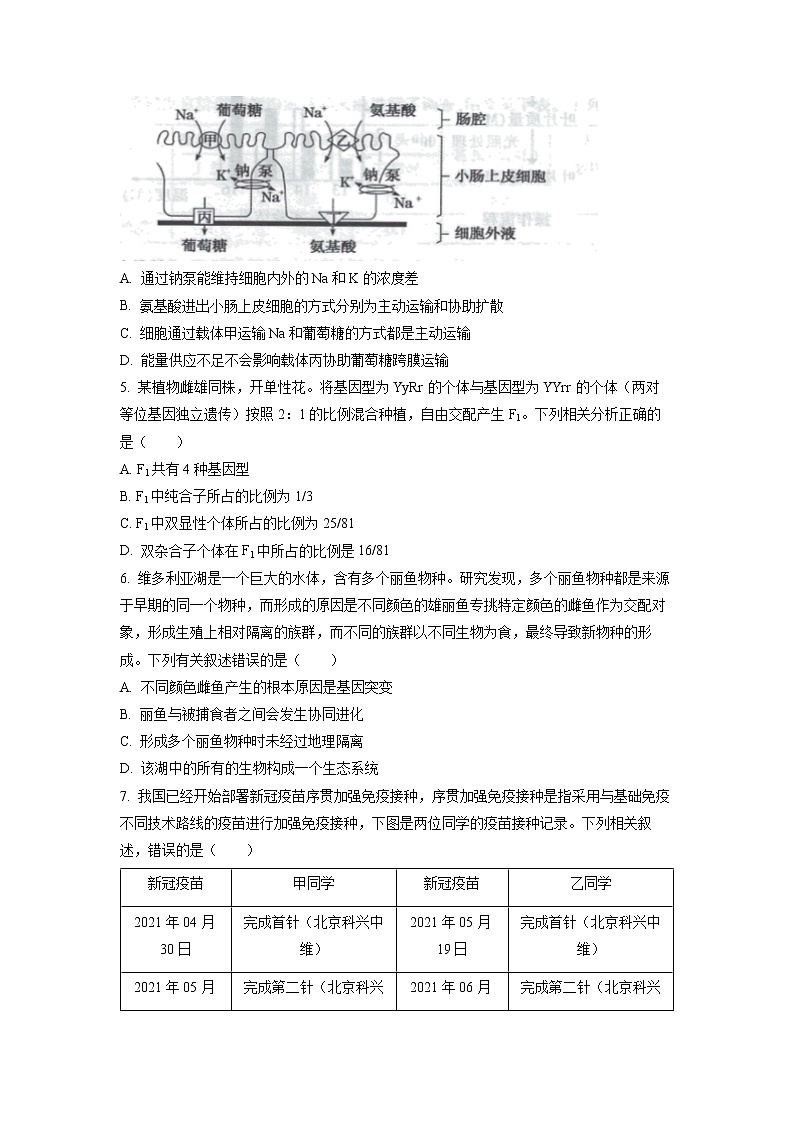 2023届湖南省郴州市高三第一次教学质量监测生物卷及答案(文字版)题02