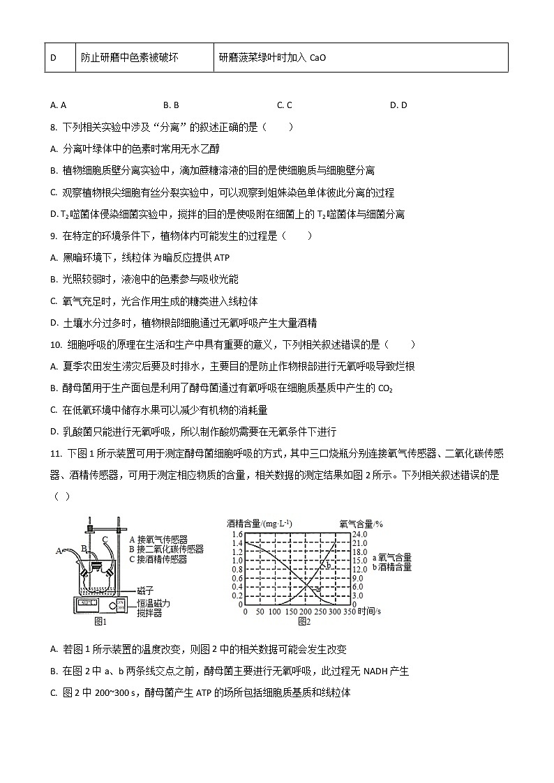 2022喀什六中高三上學(xué)期期中考試生物試題含解析第3頁