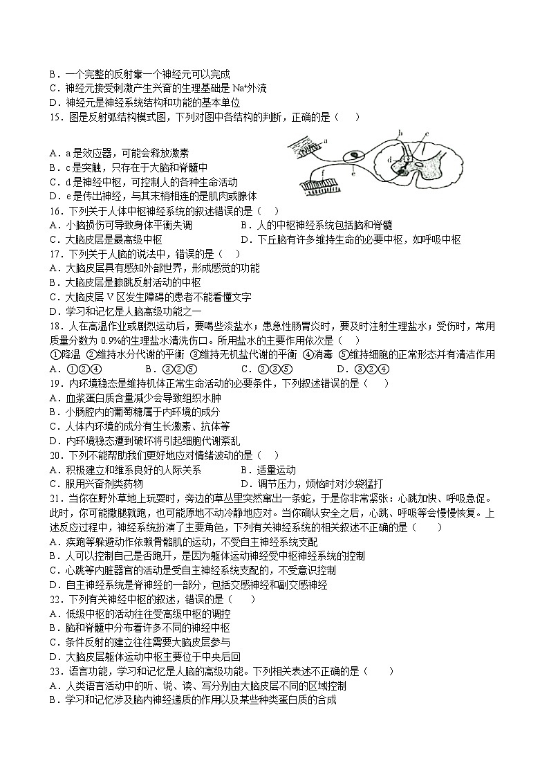 黑龙江省双鸭山市饶河县高级中学2022-2023学年高二上学期期中考试生物试题(含答案)03