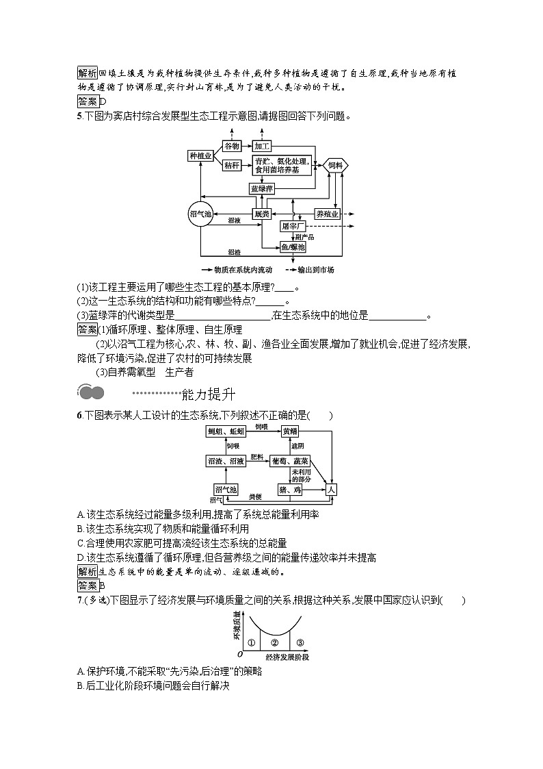 高中生物选择性必修二 课后提升训练:第4章 第3节 第2课时 生态工程的实例和发展前景第2页