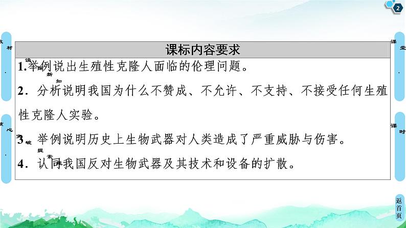 高中生物选择性必修三 第4章 第2节 关注生殖性克隆人 第3节 禁止生物武器 课件第2页