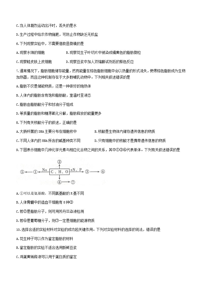 贵州省2022-2023学年高一上学期期中联合考试生物试题(含答案)02