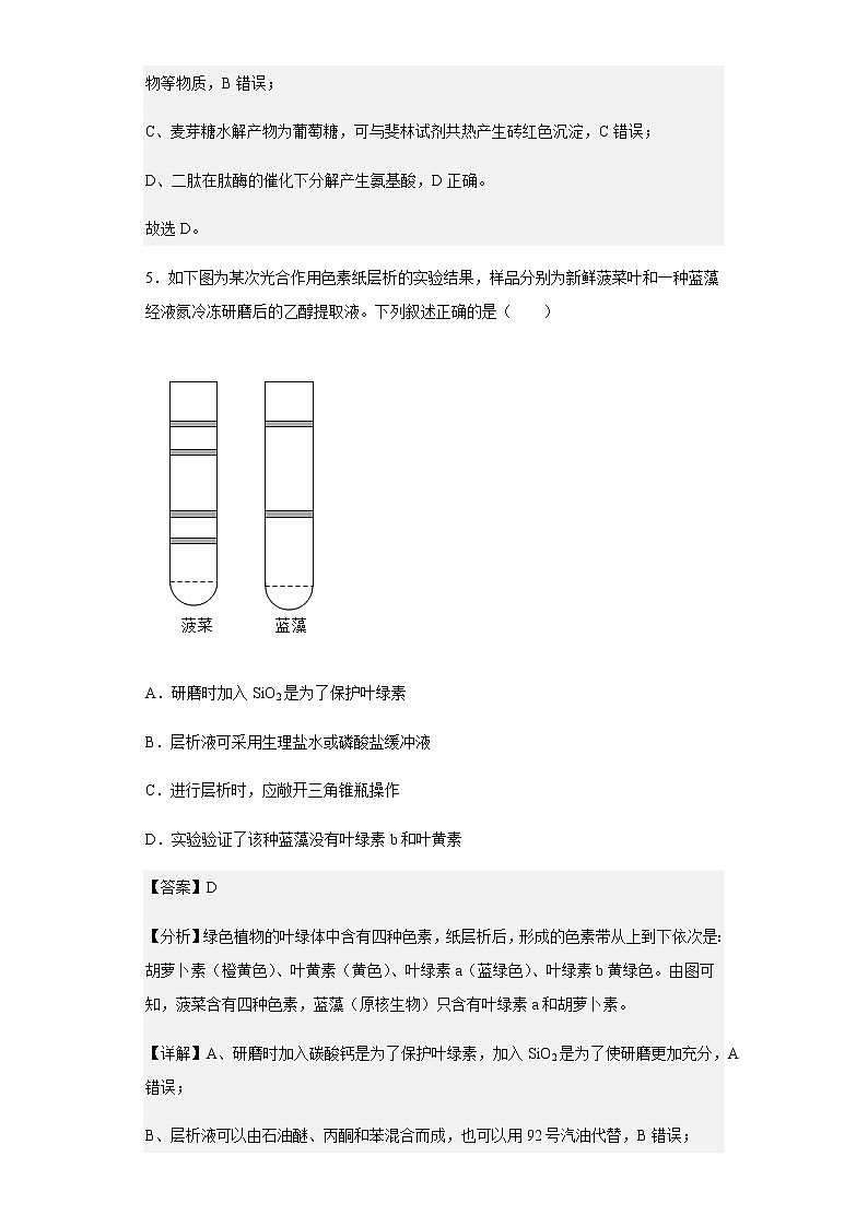 上海市普陀区曹杨二中2019-2020学年高二上学期期末生物试题(等级考)含解析03