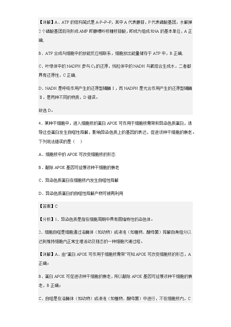 2022-2023学年江苏省泰州中学高三上学期第一次月考生物试题含解析03
