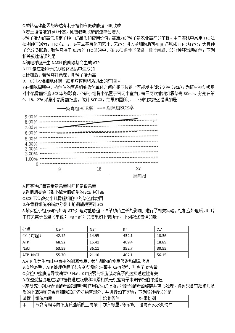 2023届山东省高三上学期10月百校联考生物试题含答案02