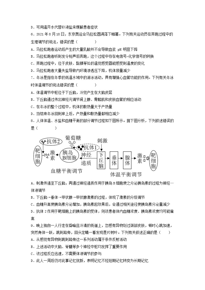 【备战2023高考】生物考点全复习——第41讲《体液调节与神经调节的关系》精选题（含解析）（全国通用）02