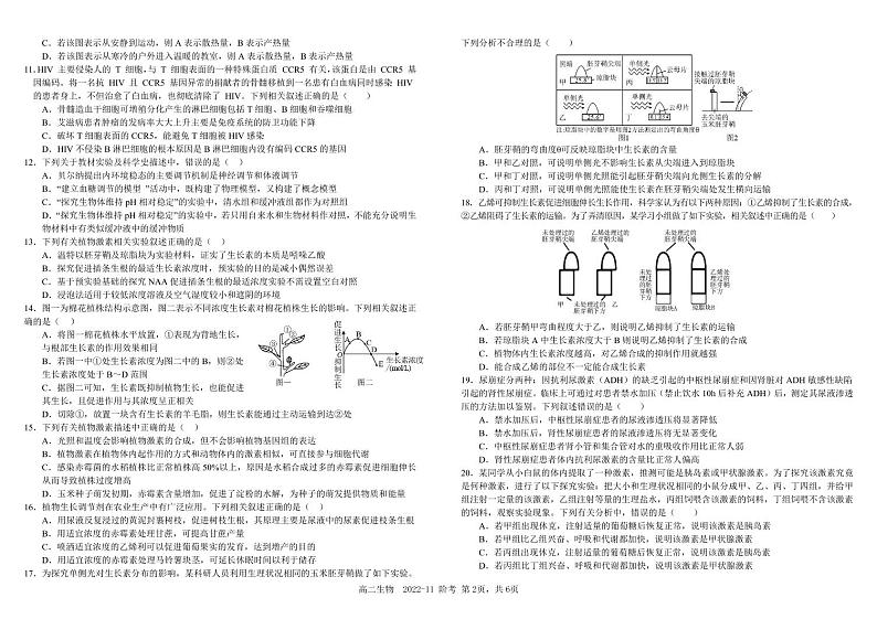 2023四川省树德中学高二上学期11月阶段性测试生物pdf版含答案(可编辑)第2页