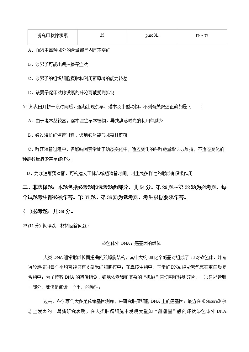 高中生物黄金卷06-【赢在高考•黄金20卷】备战2021高考生物全真模拟卷(新课标)(无答案)第3页