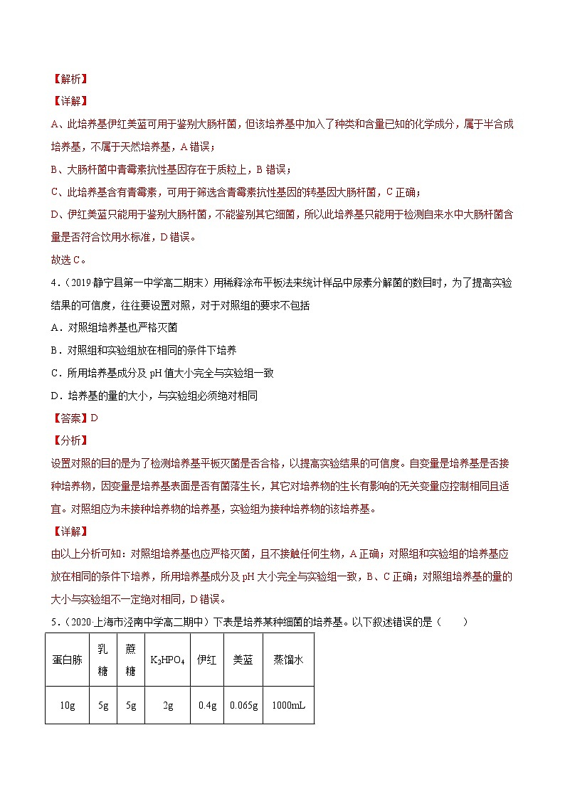 高中生物解密23 微生物的培养与利用(分层训练)(有答案)第3页