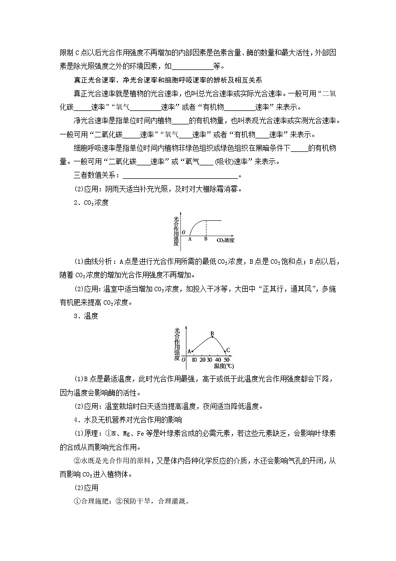 高一上学期生物人教版(2019)必修1 5.4.2影响光合作用的因素和应用学案第3页
