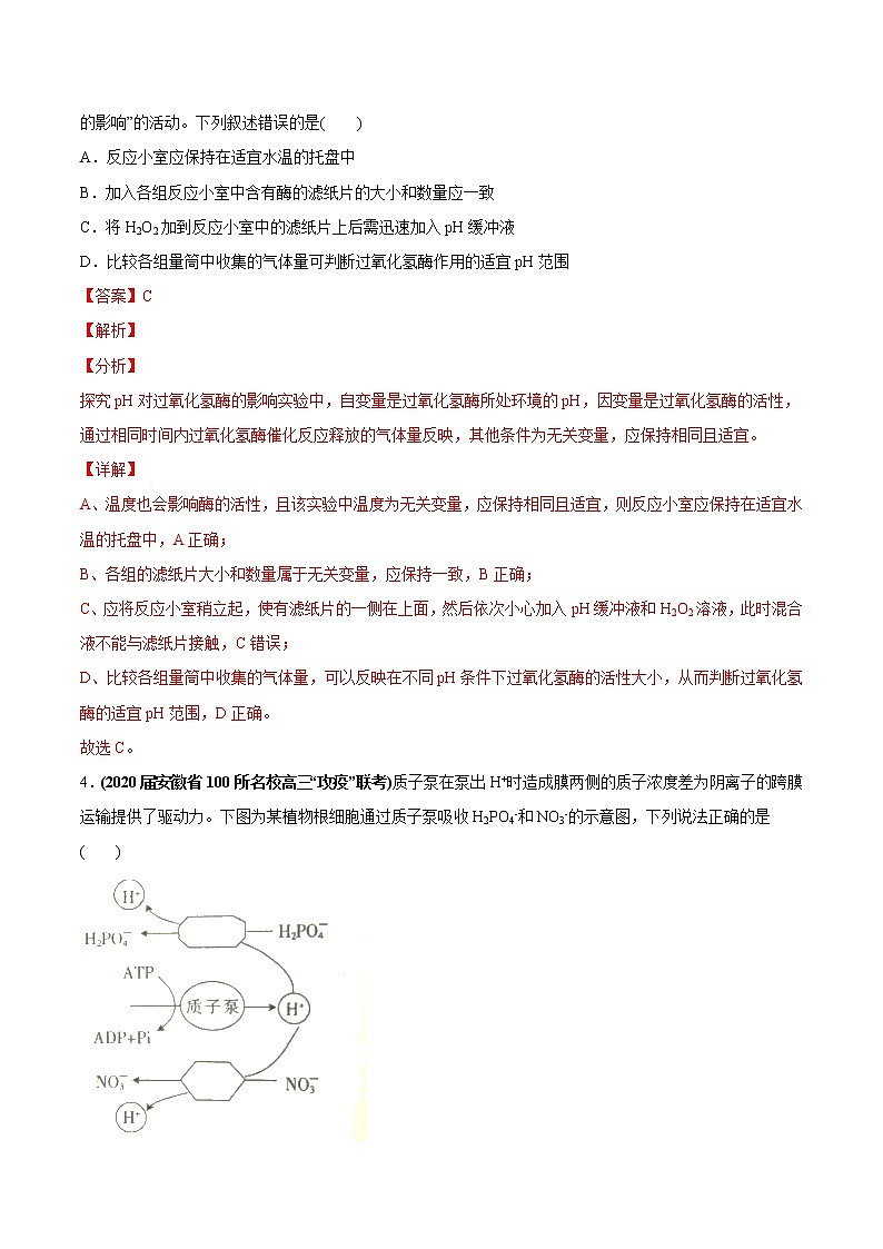高中生物专题02 物质进出细胞、酶和ATP-2020年高考真题和模拟题生物分项汇编(教师版含解析)第3页